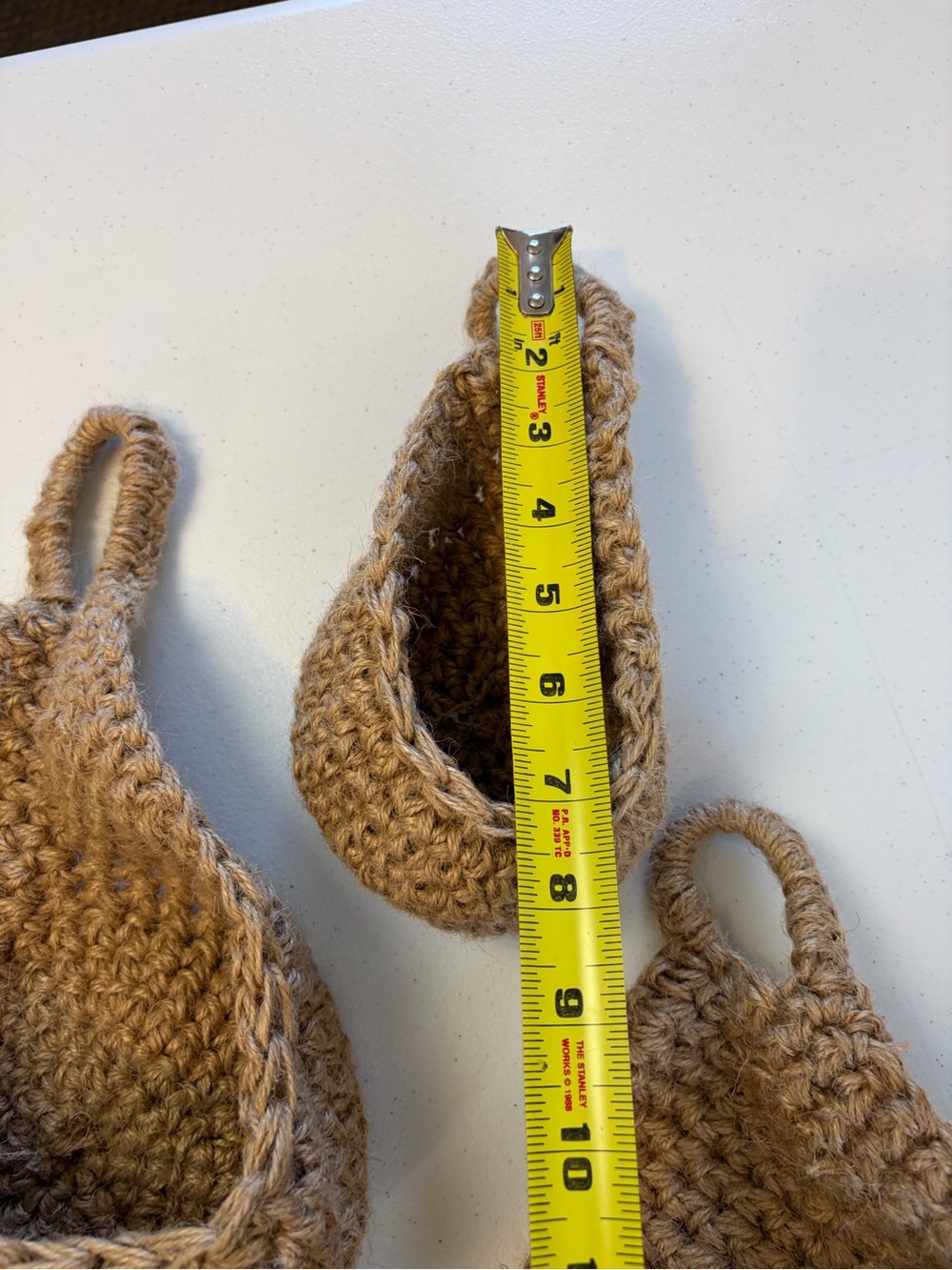 Vintage Woven Hemp Hanging Wall Baskets Set Boho Rustic Kitchen Storage Decor - Picture 5 of 7